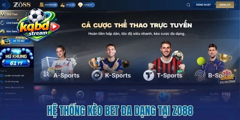 Hệ thống kèo thể thao phong phú tại Zo88
